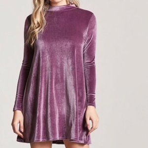 Forever 21 Mock Neck Purple Velvet Minidress
